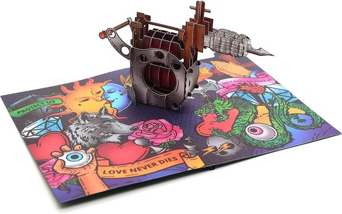 Tattoo fans pop card - fans, 3d