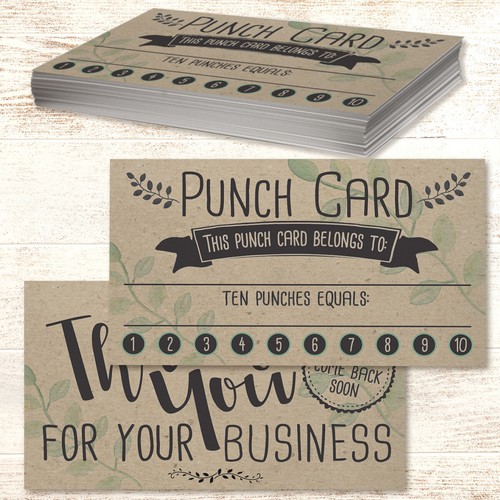 Kraft paper loyalty punch card - kraft,