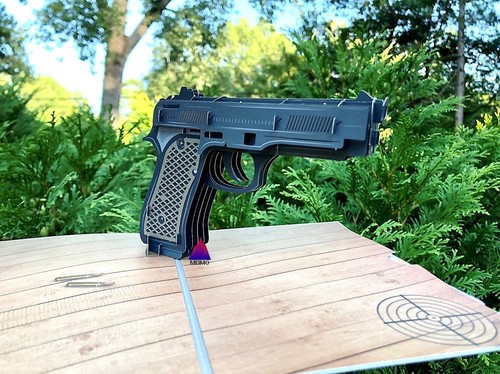 Pop greeting card - 3d, gun