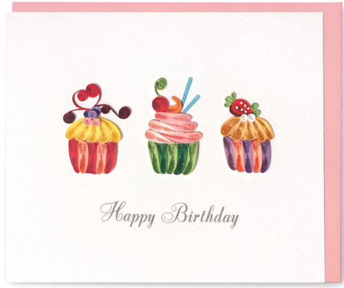 Quilled happy birthday cupcake - happy,