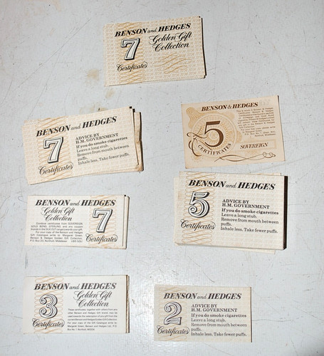 Benson hedges certificates - hedges,