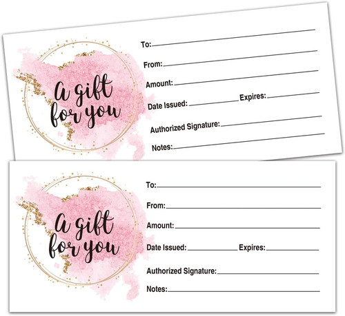 Blank gift certificates for - 25,