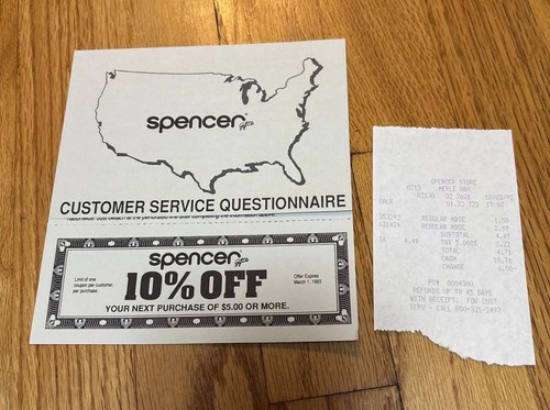 Vintage receipt spencer gifts - receipt,