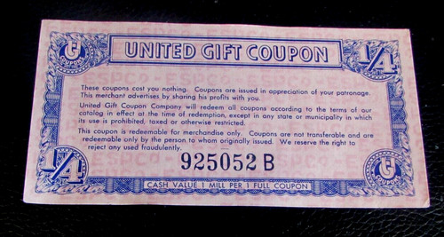 Vintage united gift coupon - -,
