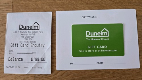 100 dunelm gift card - £100,